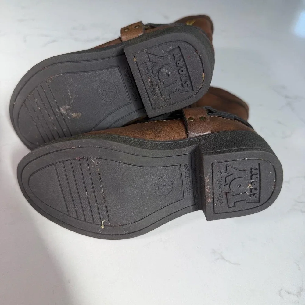 Disney Pixar Toy Story Woody Forky Cowboy Boots Kids Size 7 Brown Western Zip